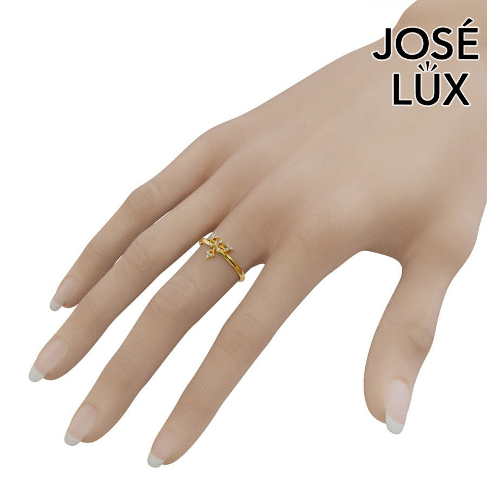 Handmade Moissanite Starburst Cluster Ring — 10K & 14K Gold, GRA Certified Moissanite