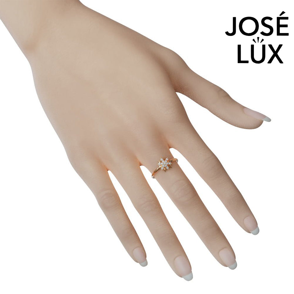 Handmade Moissanite Star Cluster Ring — 10K & 14K Gold, GRA Certified Moissanite