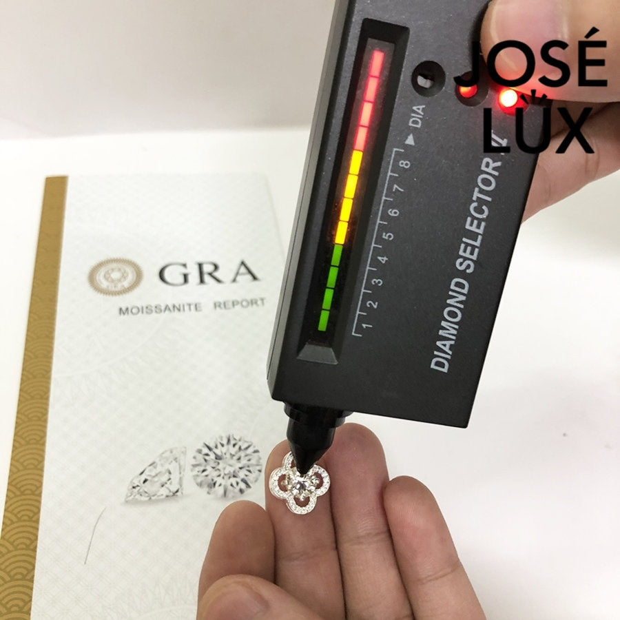 1ct Round Moissanite Clover Halo Pendant Necklace in Sterling Silver