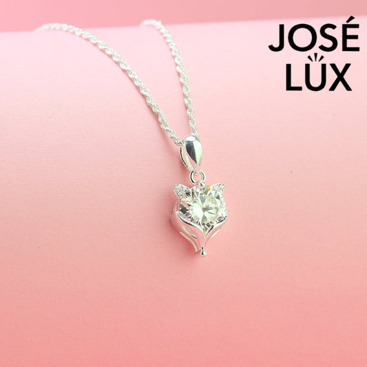 Adorable 2ct moissanite fox pendant combines playful animal charm with brilliant sparkle, thoughtfully designed in polished sterling silver for nature-loving jewelry enthusiasts.