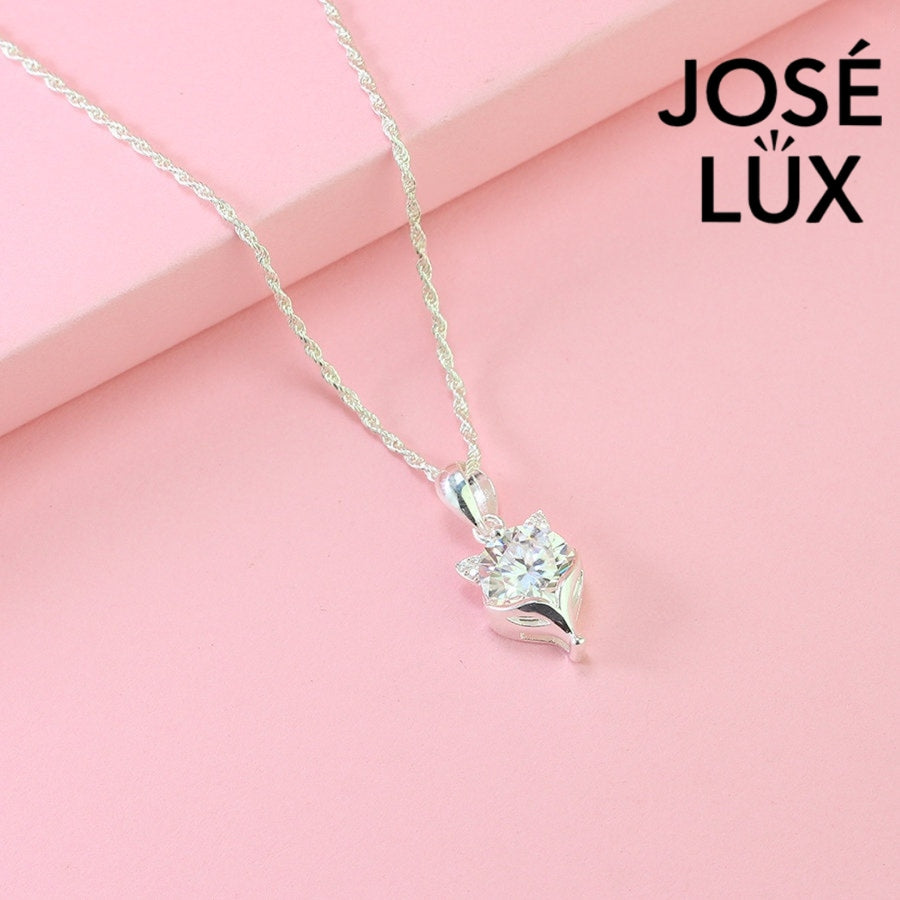 Adorable 2ct moissanite fox pendant combines playful animal charm with brilliant sparkle, thoughtfully designed in polished sterling silver for nature-loving jewelry enthusiasts.