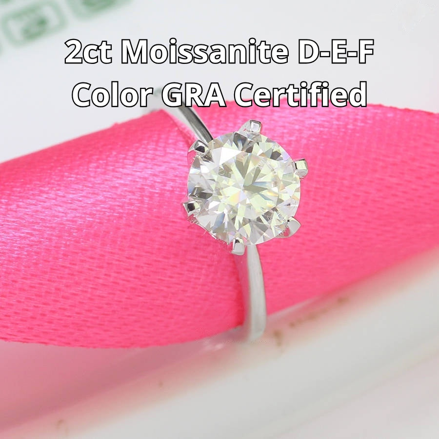 Timeless solitaire setting showcases brilliant round moissanite centerpiece on a sleek polished silver band for effortless everyday elegance.