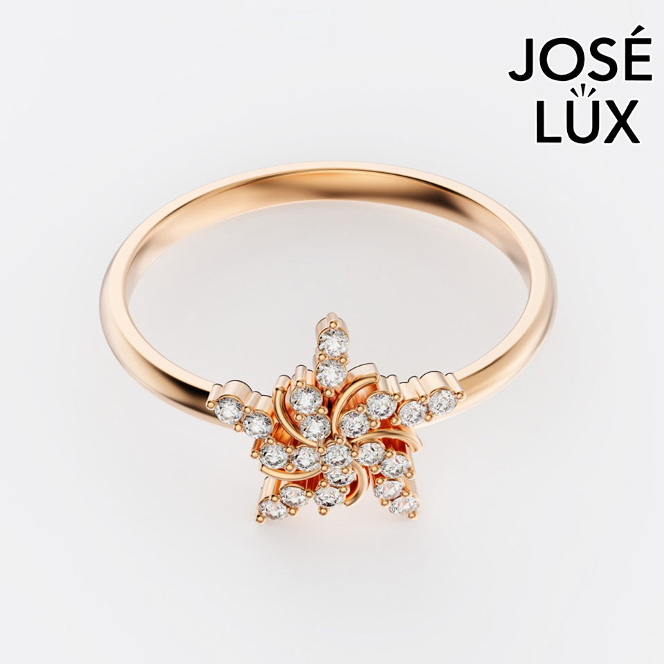 Handmade Moissanite Pinwheel Cluster Ring — 10K & 14K Gold, GRA Certified Moissanite