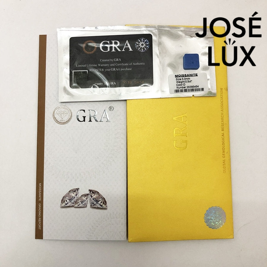 GRA certification kit for Bezel Set Moissanite Stud Earrings for Men - Sterling Silver 0.5ct including warranty and authenticity card.