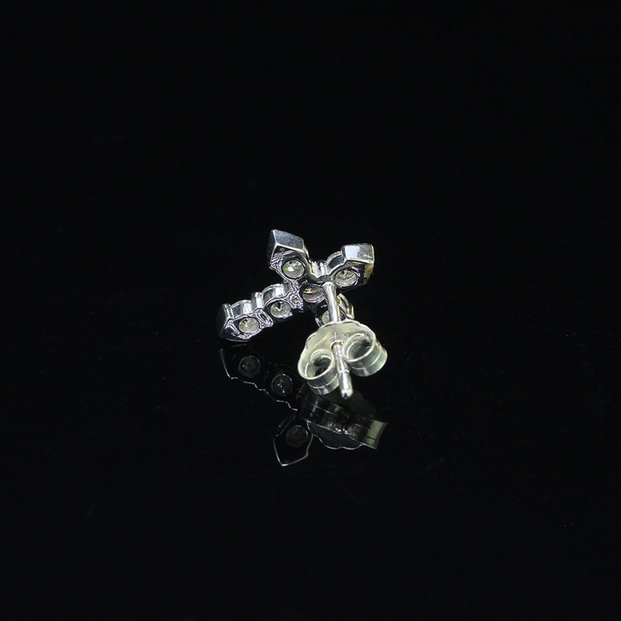 Moissanite Cross Earrings for Men - Sterling Silver Studs