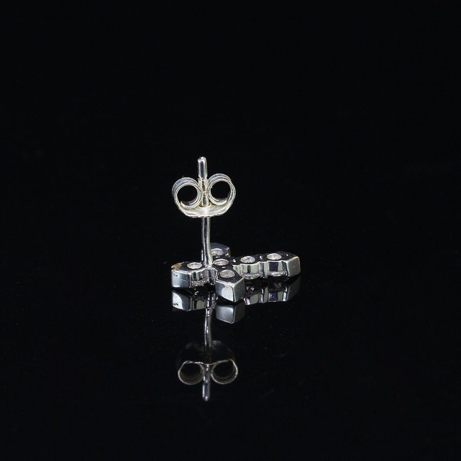 Moissanite Cross Earrings for Men - Sterling Silver Studs