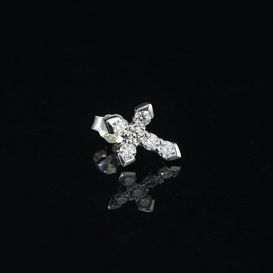Moissanite Cross Earrings for Men - Sterling Silver Studs