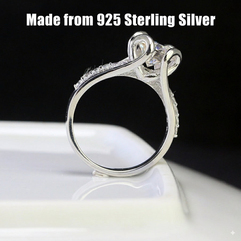 2ct Moissanite Split Shank Sterling Silver Ring