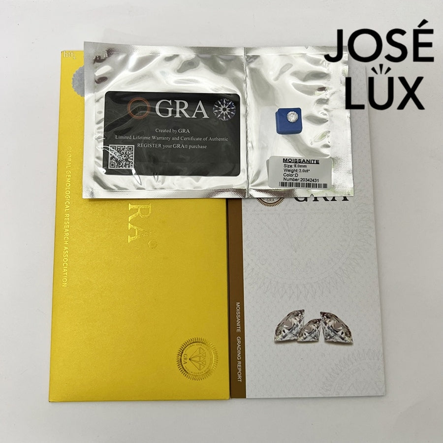 Certification and packaging for Men's Sterling Silver Moissanite Ring 1.2CT with Princess Halo Band including GRA authenticity documents.