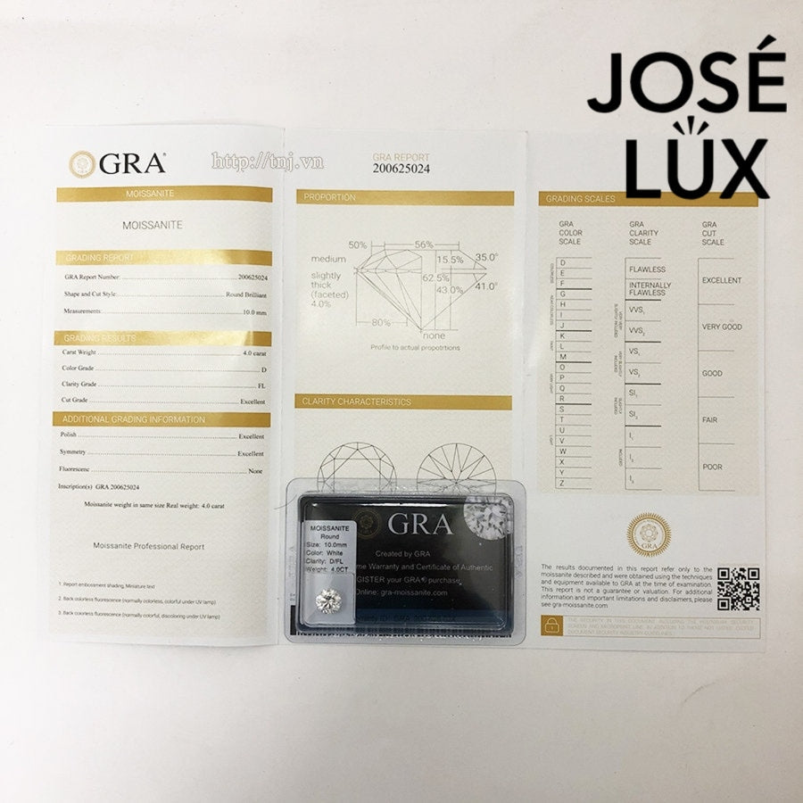 GRA certification documents for Men's Sterling Silver Moissanite Ring 4CT with Square Halo Platform including grading and authenticity report.