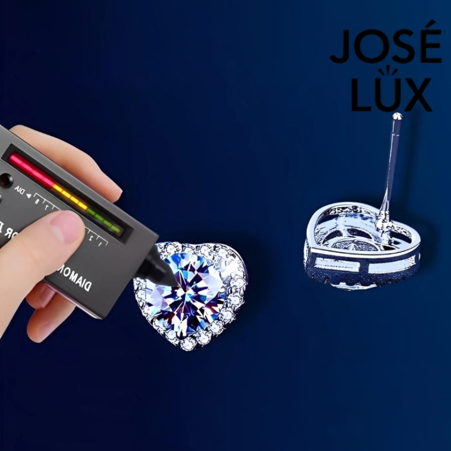 Elegant heart-shaped moissanite earrings with sparkling halo setting in sterling silver. Perfect for daily wear or special occasions with brilliant fire and exceptional clarity.