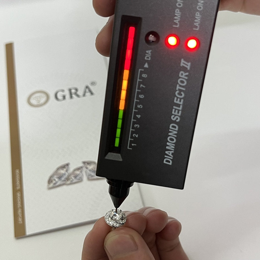 Elegant spiral halo moissanite with sparkling setting in sterling silver. Dynamic swirl design delivers brilliant fire and scintillation for sophisticated everyday elegance.